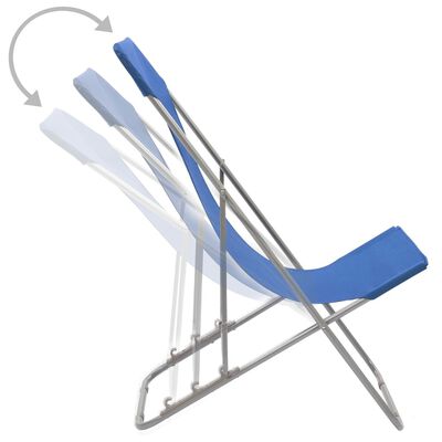 vidaXL saliekami pludmales krēsli, 2 gab., tērauds, audums, zili