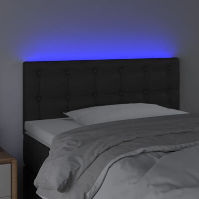 vidaXL gultas galvgalis ar LED, 100x5x78/88 cm, melna mākslīgā āda