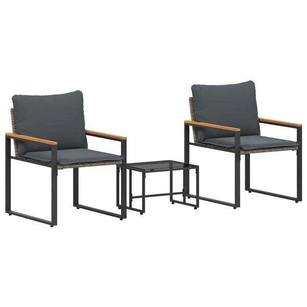 vidaXL Mēbeļu komplekti 3 pcs Pelēks un tum&scaron;i pelēks Rotangpalma