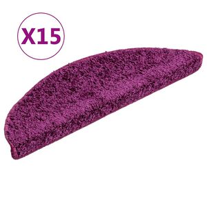 vidaXL kāpņu paklājiņi, 15 gab., 56x17x3 cm, violeti, pusapaļi
