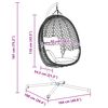 vidaXL Karājas olu krēsls Antracītpelēka un melna 104 x 100 x 191 cm