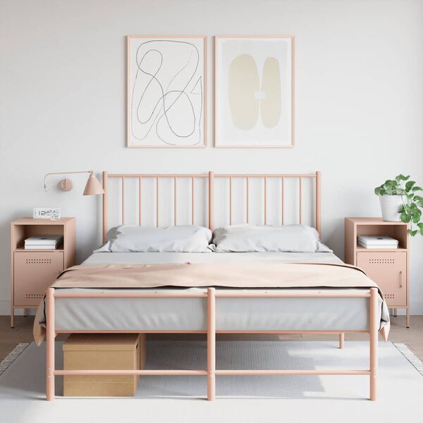 vidaXL naktsskapīši, 2 gab., rozā, 36x39x68 cm, tērauds