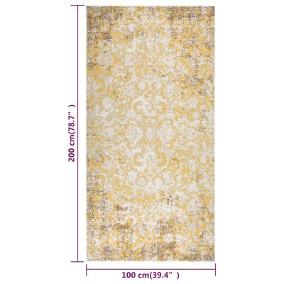 vidaXL āra paklājs, plakani austs, 100x200 cm, dzeltens