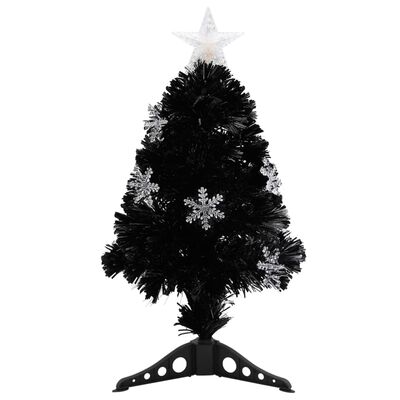 vidaXL mākslīgā Ziemassvētku egle, LED, melna, 64 cm, optiskā šķiedra