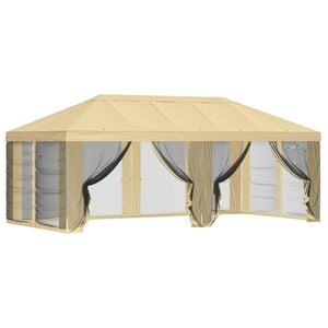 vidaXL Paviljona pārsegs ar sānu sienām 6 x 3 m Krēmkrāsa Poliesters