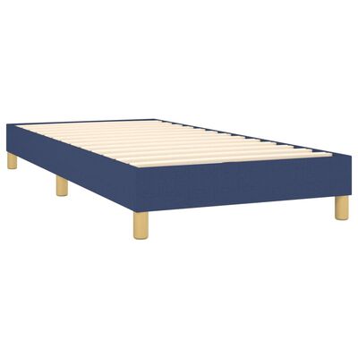 vidaXL atsperu gulta ar matraci, LED, zils audums, 90x200 cm