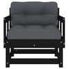 vidaXL dārza krēsli ar matračiem, 2 gb., melns priedes masīvkoks