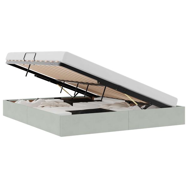 vidaXL Glabā&scaron;anas gulta ar matraci Gai&scaron;i pelēks 160 x 200 cm Samts