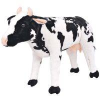 vidaXL rotaļu govs, XXL, plīšs, melna ar baltu