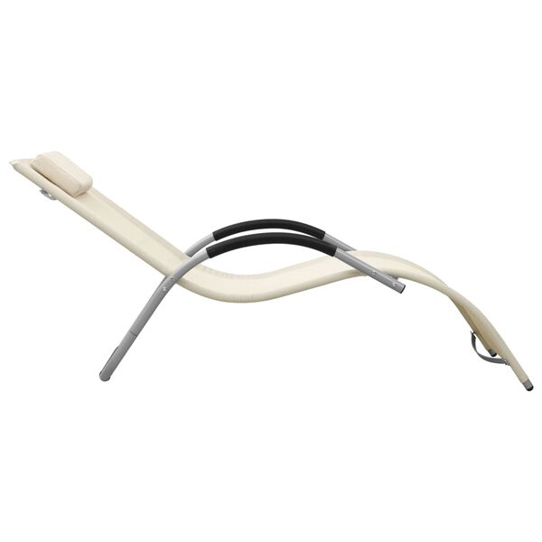 vidaXL sauļo&scaron;anās krēsli, 2 gab., tekstilēns, krēmkrāsa ar pelēku