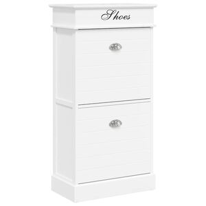 vidaXL apavu skapis, 50x28x98 cm, paulonijas koks, balts