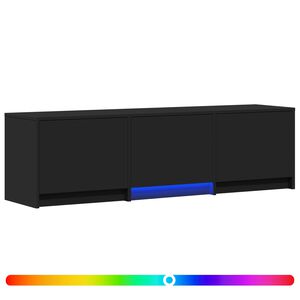 vidaXL TV skapis ar LED 140 x 34 x 40 cm Melns Inženierijas koks