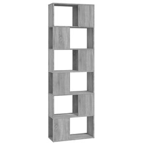 vidaXL grāmatu plaukts, pelēka ozolkoka krāsa, 60x24x186 cm