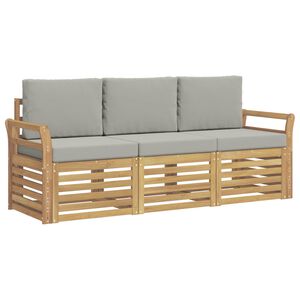 vidaXL Dīvāna komplekti 3 gab. Balta un gai&scaron;i pelēka Polyester