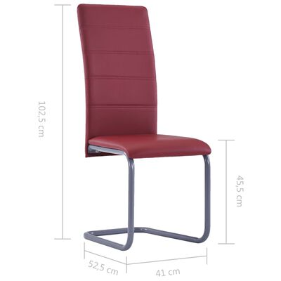 vidaXL konsoles virtuves krēsli, 2 gab., sarkana mākslīgā āda