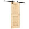 vidaXL Slīdo&scaron;ās durvis Dabiska un melna 80 x 210 cm Cieta priedes koks