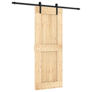 vidaXL Slīdo&scaron;ās durvis Dabiska un melna 80 x 210 cm Cieta priedes koks