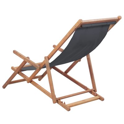 vidaXL saliekams pludmales krēsls, pelēks audums, koka rāmis