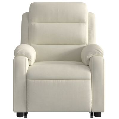 vidaXL masāžas krēsls, paceļams, atgāžams, krēmkrāsas samts