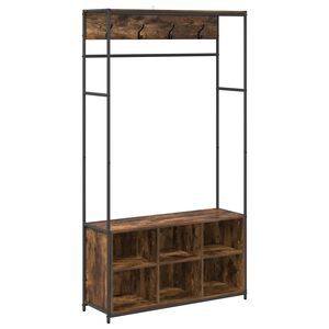 vidaXL Mēteļu stends ar apavu soli Kūpināts ozols 100 x 32 x 180,5 cm
