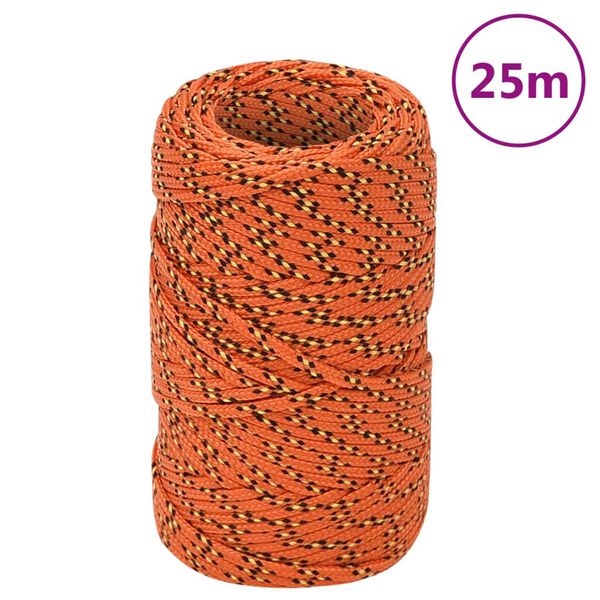vidaXL laivu virve, oranža, 2 mm, 25 m, polipropilēns