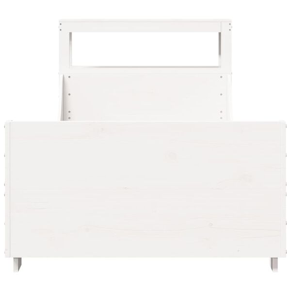 vidaXL gulta bez matrača, balts, 100x200 cm, priedes masīvkoks