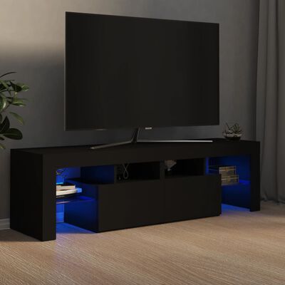 vidaXL TV galdiņš ar LED lampiņām, 140x36,5x40 cm, melns