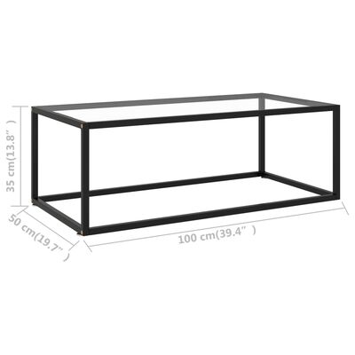 vidaXL kafijas galdiņš, melns, 100x50x35 cm, rūdīts stikls