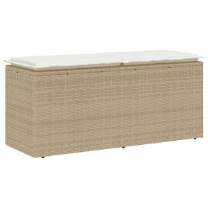 vidaXL dārza sols ar spilvenu bē&scaron;s 110x40x44 cm polirotangpalmas
