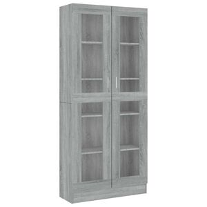 vidaXL vitrīnas skapis, pelēcīgs, 82,5x30,5x185cm, inženierijas koks