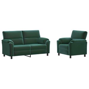 vidaXL Dīvānu komplekts 2 pcs Tum&scaron;i zaļ&scaron; Samts