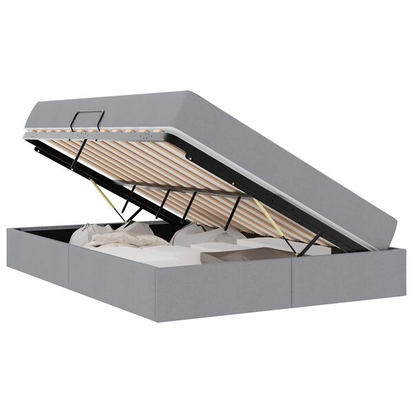vidaXL Gulta ar uzglabāšanas vietu un matraci ar matraci Gaiši pelēks