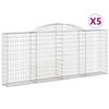 vidaXL arkveida gabiona grozi, 5 gb., 300x30x120/140cm, cinkota dzelzs