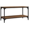 vidaXL TV galdiņ&scaron;, koka krāsa, 80x33x41 cm, inženierijas koks, tērauds