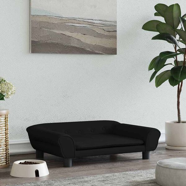 vidaXL gulta suņiem, melna, 70x48x22 cm, samts