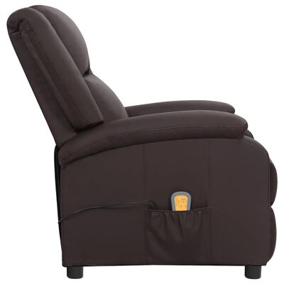 vidaXL elektrisks masāžas krēsls, atgāžams, brūna dabīgā āda