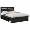 vidaXL Gultas rāmis Melna 150 x 200 cm Ciets priedes koks