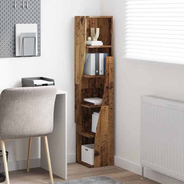 vidaXL Stūra skapītis Vecs koks 27,5x27x140cm Inženierijas koks