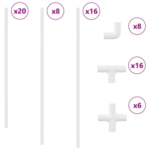 vidaXL PVC Caurule 2 pcs Balts 12,2 x 1,8 x 500 mm Mterialpp un PE