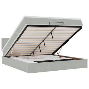 vidaXL Osmaņu gultas rāmis ar matrača gai&scaron;i pelēks 160x200cm samts