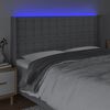 vidaXL gultas galvgalis ar LED, 203x16x118/128 cm, gai&scaron;i pelēks audums