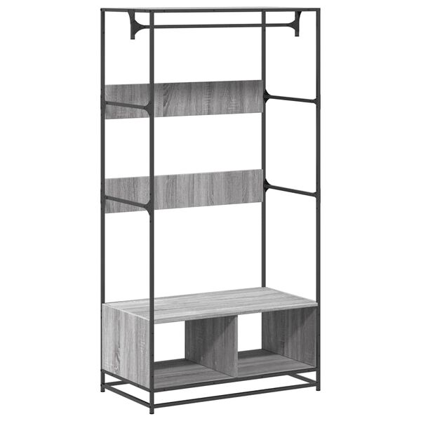 vidaXL drēbju skapis, pelēka ozola, 90x50x180 cm, inženierijas koks