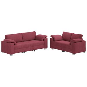 vidaXL Dīvāns 2 pcs Vīna sarkans 219 x 80 x 82 cm audums