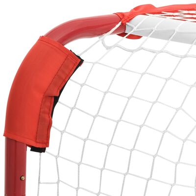 vidaXL hokeja vārti, sarkanbalti, 137x66x112 cm, poliesters