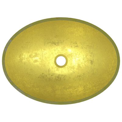 vidaXL izlietne, 50x37x14 cm, zeltains rūdīts stikls