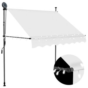 vidaXL izvelkama markīze, manuāla, ar LED, 100 cm, krēmkrāsas