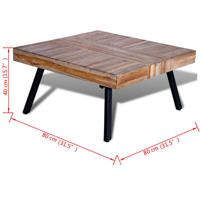 vidaXL kafijas galdiņš, kvadrāta forma, pārstrādāts tīkkoks
