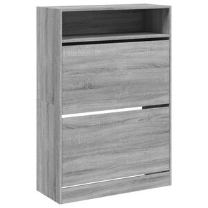 vidaXL apavu skapītis ar 2 atvilktnēm, pelēka ozola, 80x34x116 cm