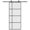 vidaXL bīdāmās durvis ar stiprinājumiem, melns, stikls, 90x205 cm