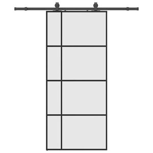 vidaXL bīdāmās durvis ar stiprinājumiem, melns, stikls, 90x205 cm